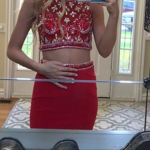 Red Two piece Sherri Hill dress